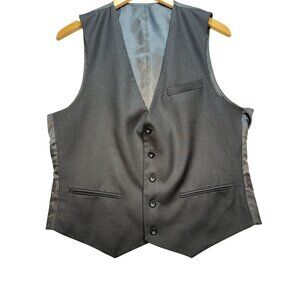 Superior 150's 5-Button Suit Formal Vest Mens 42R 36W Black Tailored Fit Party